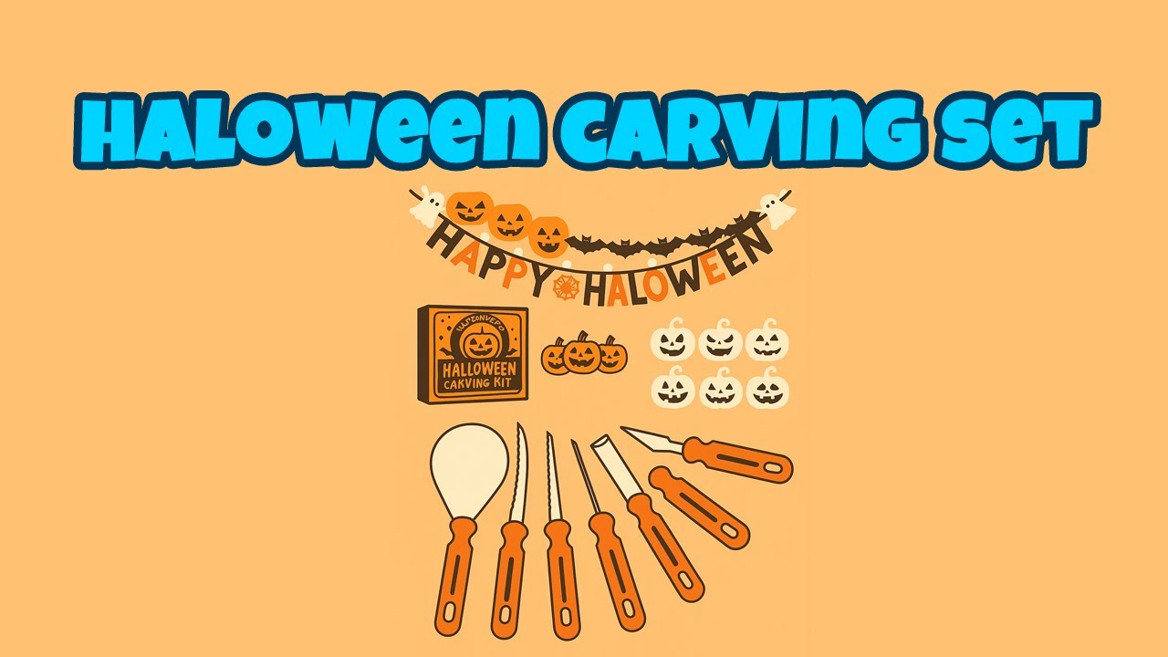 🎃 Halloween Pumpkin Carving Set | 24-Piece Stainless Steel Tools, Templates & Decorations