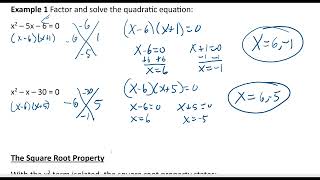 Math 124 4-2 Solving Quadratic Equations by Factoring