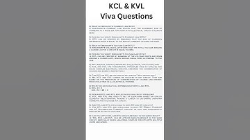 KCL & KVL VIVA QUESTIONS