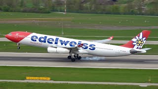 100+ movements in 80 mins. Zurich Airport Plane spotting in 4K. RARE Runway 28/32 ops