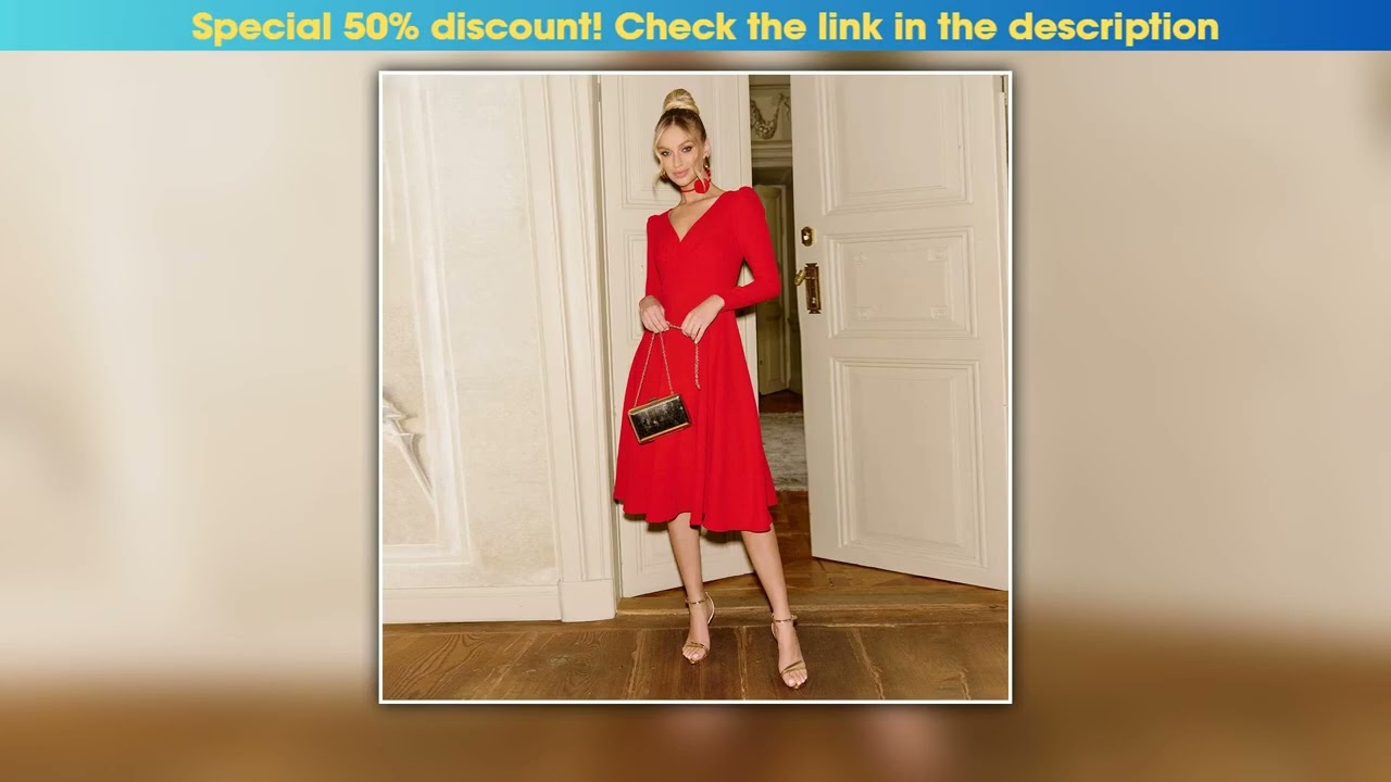 Red Wedding Cocktail Dresses Midi A Line V Neck Long Sleeves Womens Cocktail Gowns Tea Length 2024