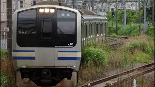 【E217系Y-142編成4両  横須賀疎開回送】E217系ｸﾗY-142編成が回送電車として単独で大船駅7番線に到着停車するシーン（回9731M）2023.5.15