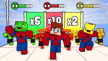 JJ vs Mikey  vs Bananakid in Spider Man COUNT MASTERS 3D   - Maizen Minecraft Animation