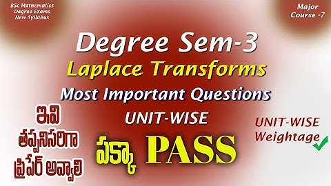 Degree Semester 3 - Laplace Transforms Most Important Questions UNIT-WISE Weightage DegreeExams2024