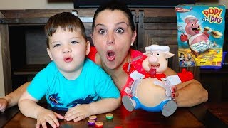 Caleb & Mommy Play POP THE PIG Family Fun Game For Kids!
