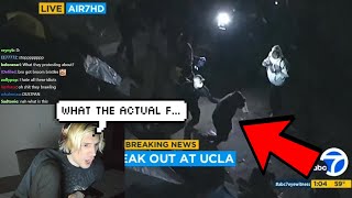 xQc reacts to Guy Getting Sucker Punched at UCLA Protests