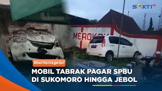 MAGETAN - Usai Isi BBM, Sebuah Mobil Tiba Tiba Menabrak Pagar SPBU