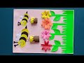 How to make paper craft flower and honey bee  handmade honey bee scenery ideas