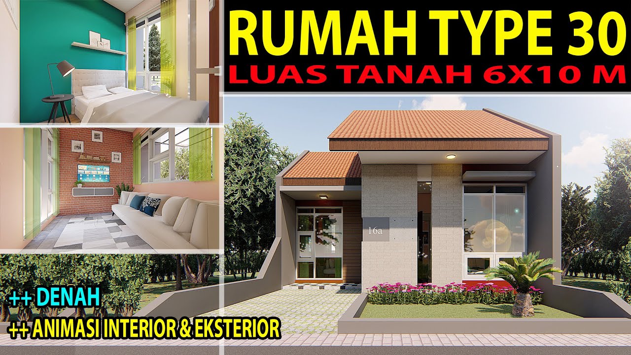 DESAIN RUMAH MINIMALIS | TYPE 30 LUAS LAHAN 6X10M - YouTube - Denah Rumah Subsidi Type 30 60