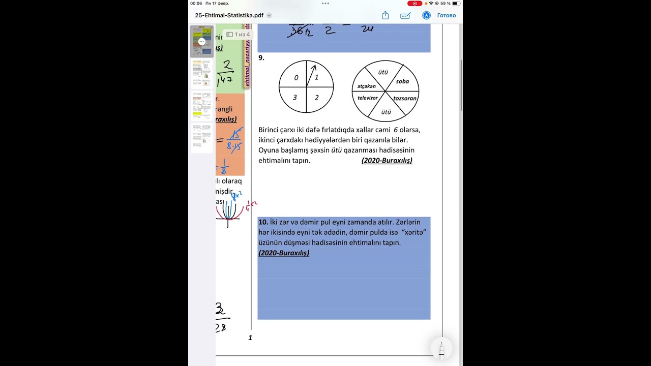 Ehtimal ve statistika Elxan Veliyev imtahan suallari kitabi