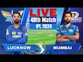 Live  lsg vs mi ipl live match  lucknow  vs mumbai  ipl live score  commentary ipl2024