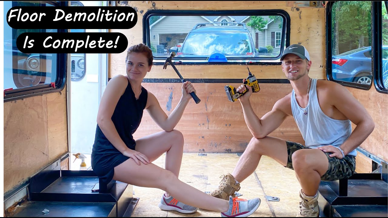 SHUTTLE BUS Conversion | Removing Sub Floor & Complete Rust Treatment ...
