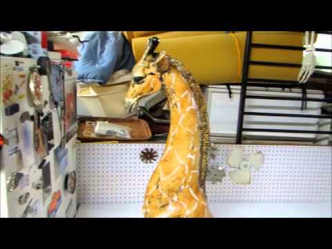 Electroluminescent Giraffe Packing Tape Sculpture
