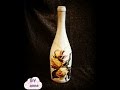 Decoupage bottle shabby chic with rice paper and pearl pen diy ideas decorations craft tutorial