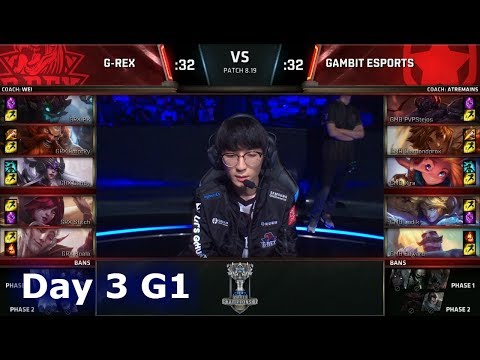 GRX vs GMB | Day 3 Play-In Stage S8 LoL Worlds 2018 | G-Rex vs Gambit Esports