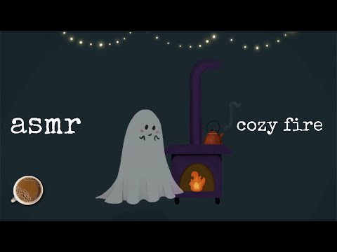 Cozy Crackling Fire ASMR Ambience With a Cute Ghost