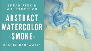 Watercolor Abstract Painting - Smoke Blue and Gold - Speed Painting screenshot 3