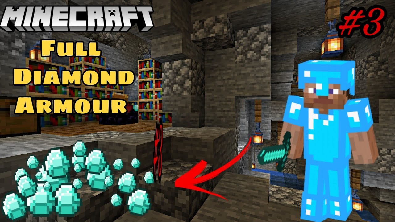 Mining diamonds with fortune 3 pickaxe | survival #3 - YouTube