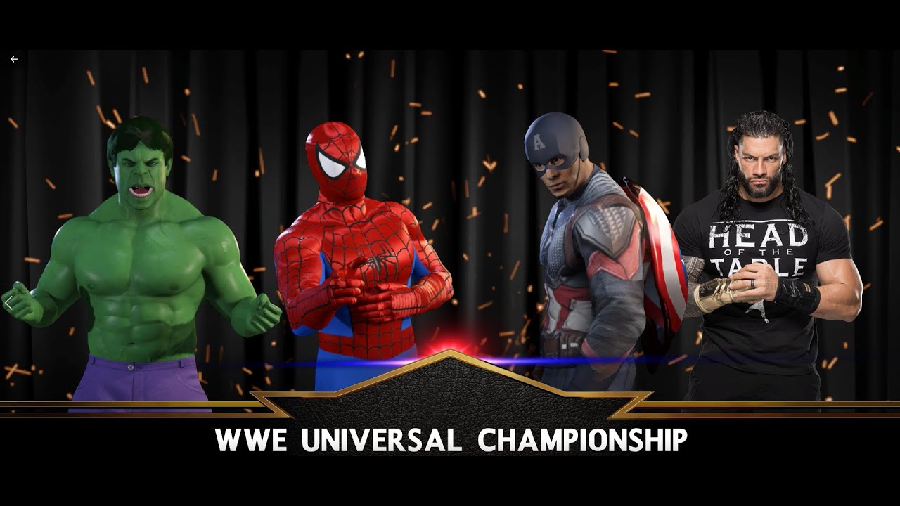 Spider-Man VS HULK VS Captain America VS Roman Reigns in WWE 2K22