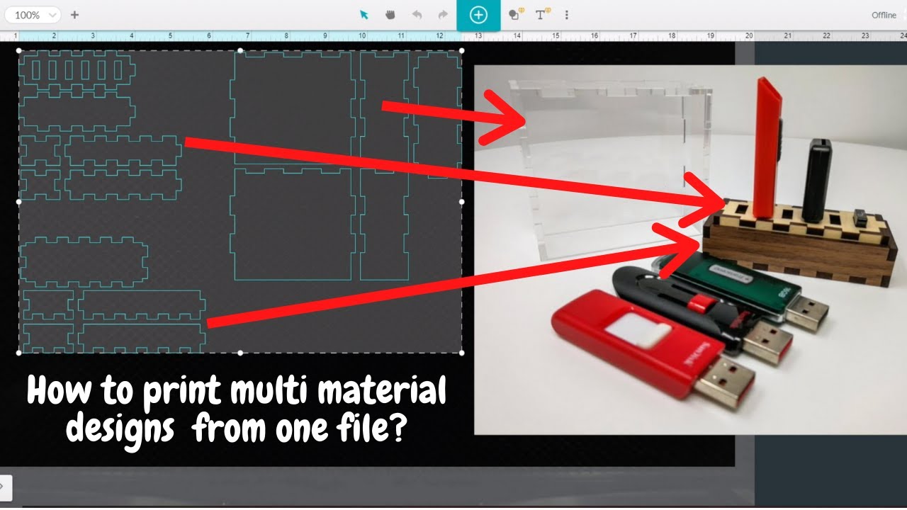 How to print multi material designs in one file on the Glowforge - YouTube