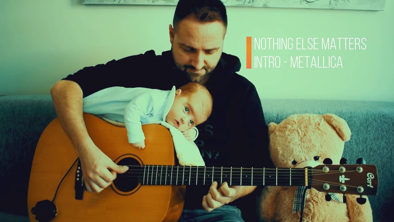 Newborn Baby On Guitar While Dad is playing Nothing Else Matters YouTube
