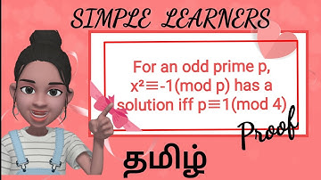 For an odd prime p, x²=-1(mod p) if and only if p=1(mod 4)| Tamil