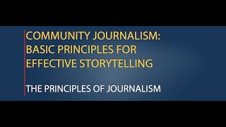 Lesson 1: The Principles of Journalism