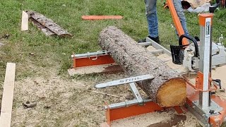 Norwood PM14 sawmill - making slab stickers
