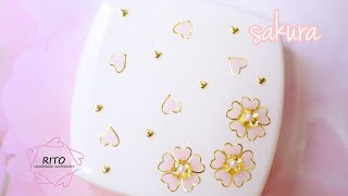 100均材料で簡単♪ふわっと可愛らしい桜のコンパクトミラーの作り方～UVレジン～ハンドメイド、りと、RITO、花、鏡、リメイク、ハート、春