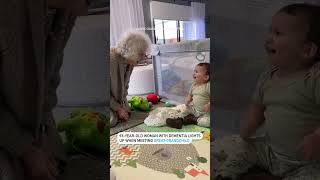 93-year-old woman with dementia lights up when meeting great-grandchild