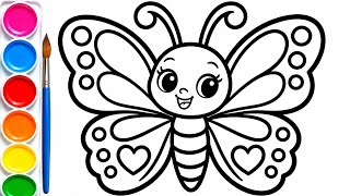 Full How to Color a Cute Butterfly 🦋🎨 | Easy Butterfly Coloring Page for Kids Guide