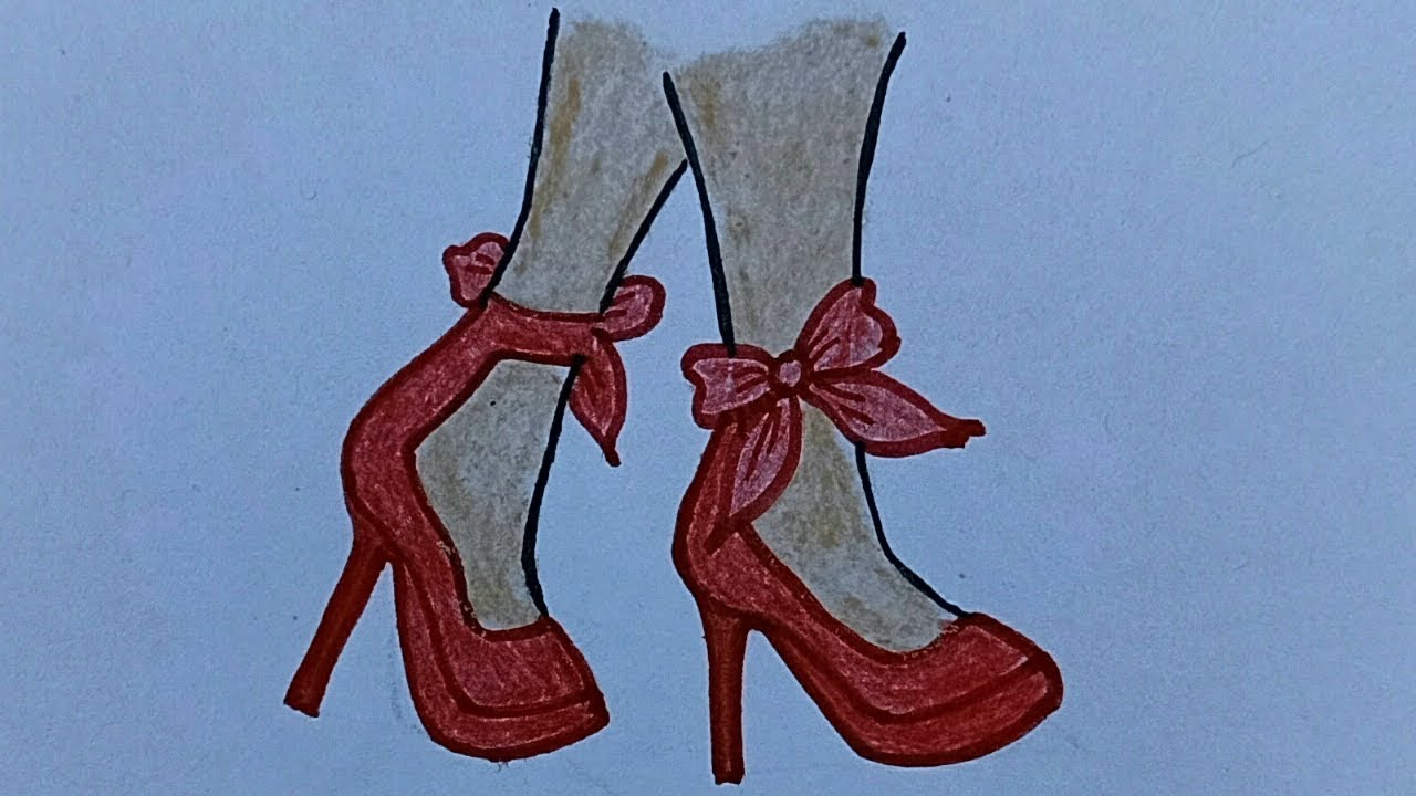 How to draw feet with high heels || shoes drawing - YouTube