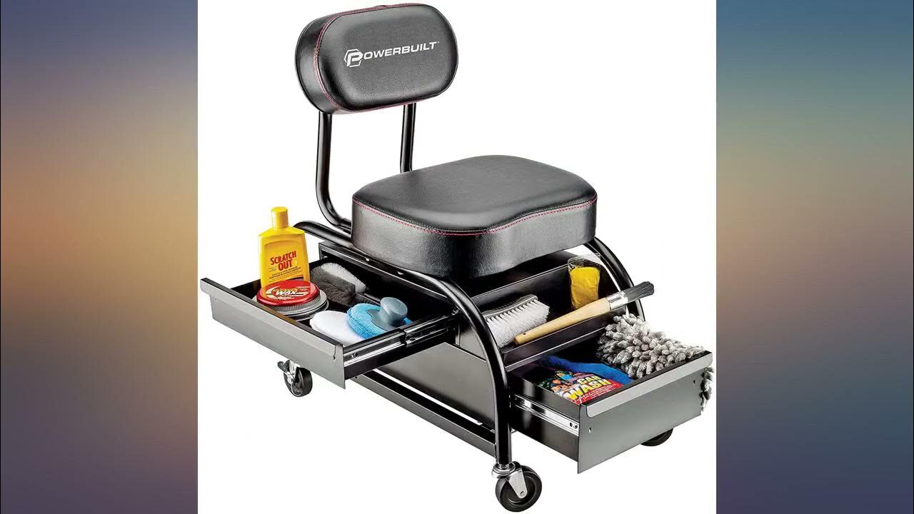 Powerbuilt Professional Car Detailers Mechanics Roller Seat, Heavy Duty