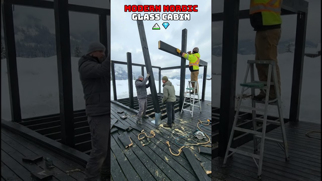 Building a Modern Nordic Glass Cabin | Realistic Manual Build