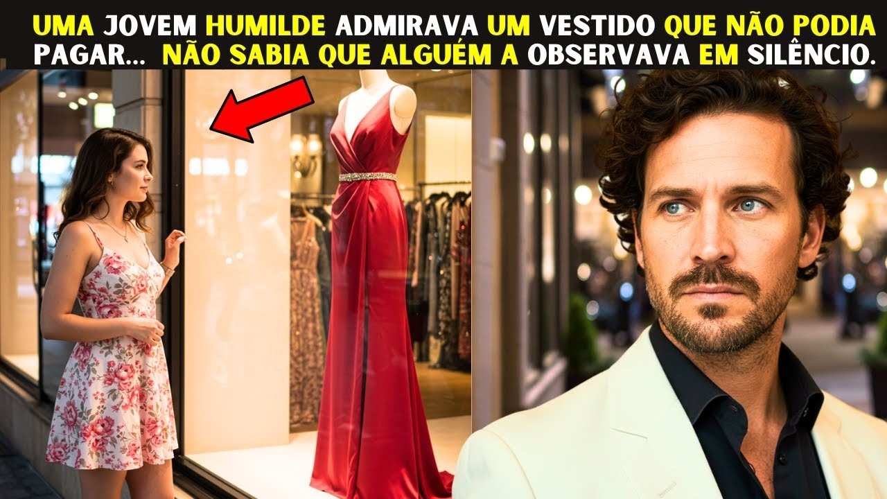 UMA JOVEM HUMILDE ADMIRAVA UM VESTIDO QUE NÃO PODIA PAGAR…  NÃO SABIA QUE ALGUÉM A OBSERVAVA… E