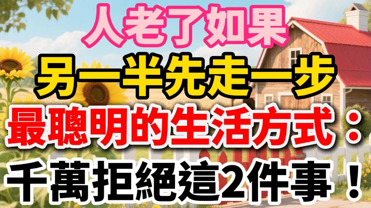 人老了如果，另一半先走一步，最聰明的生活方式：千萬拒絕這2件事！【慢煮時光】