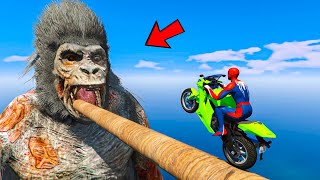 Spiderman GTA 5 Stunt Race on Sky Ramp with King Kong