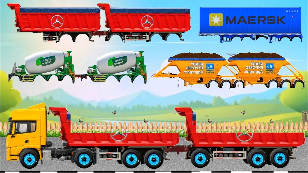 Угадайте, на картинке изображен грузовик с длинным кузовом! Пескоразбрасыватель, бетономешалка, само