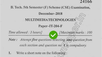 2018 Mdu BTech CSE 5th Sem Multimedia Technologies Question Paper
