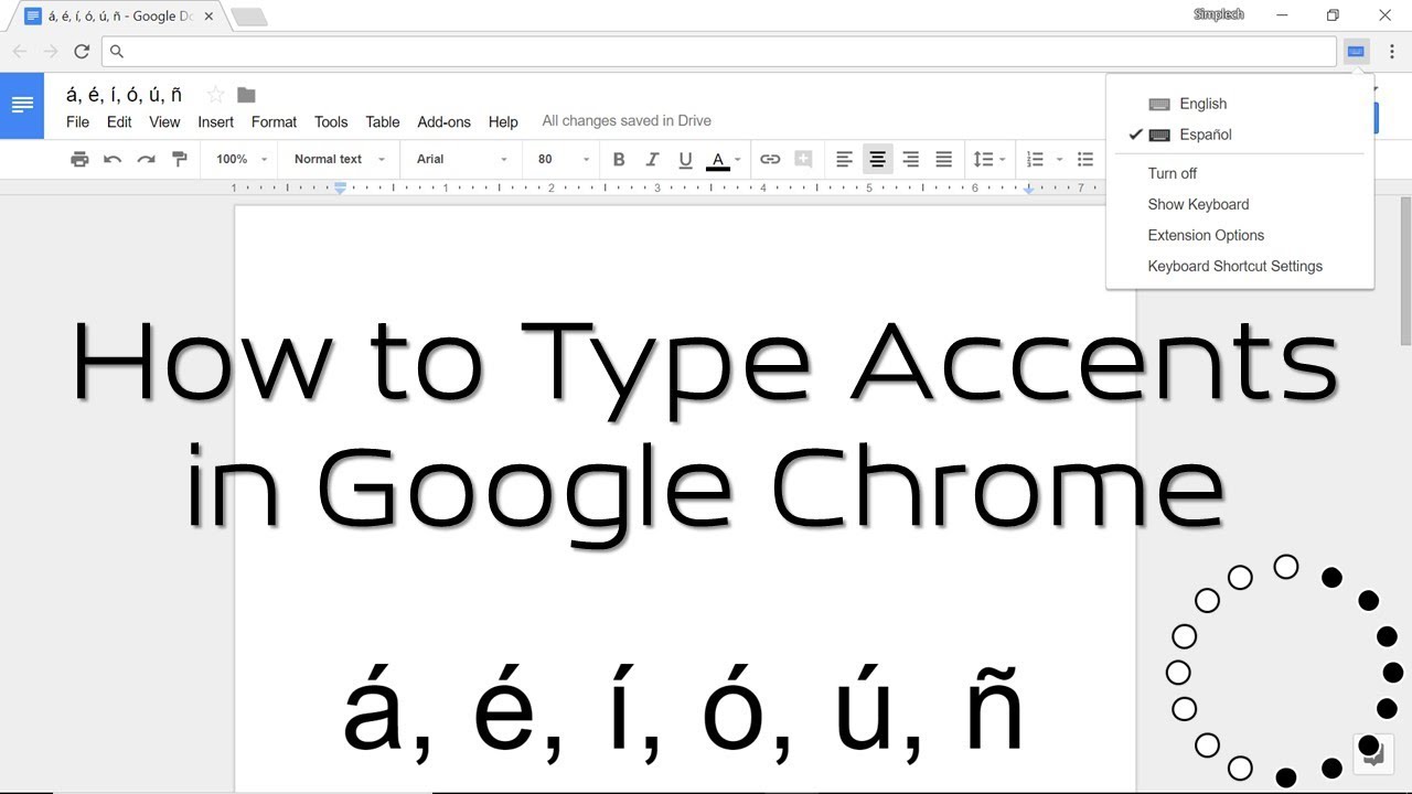 spanish e with tilde in google docs