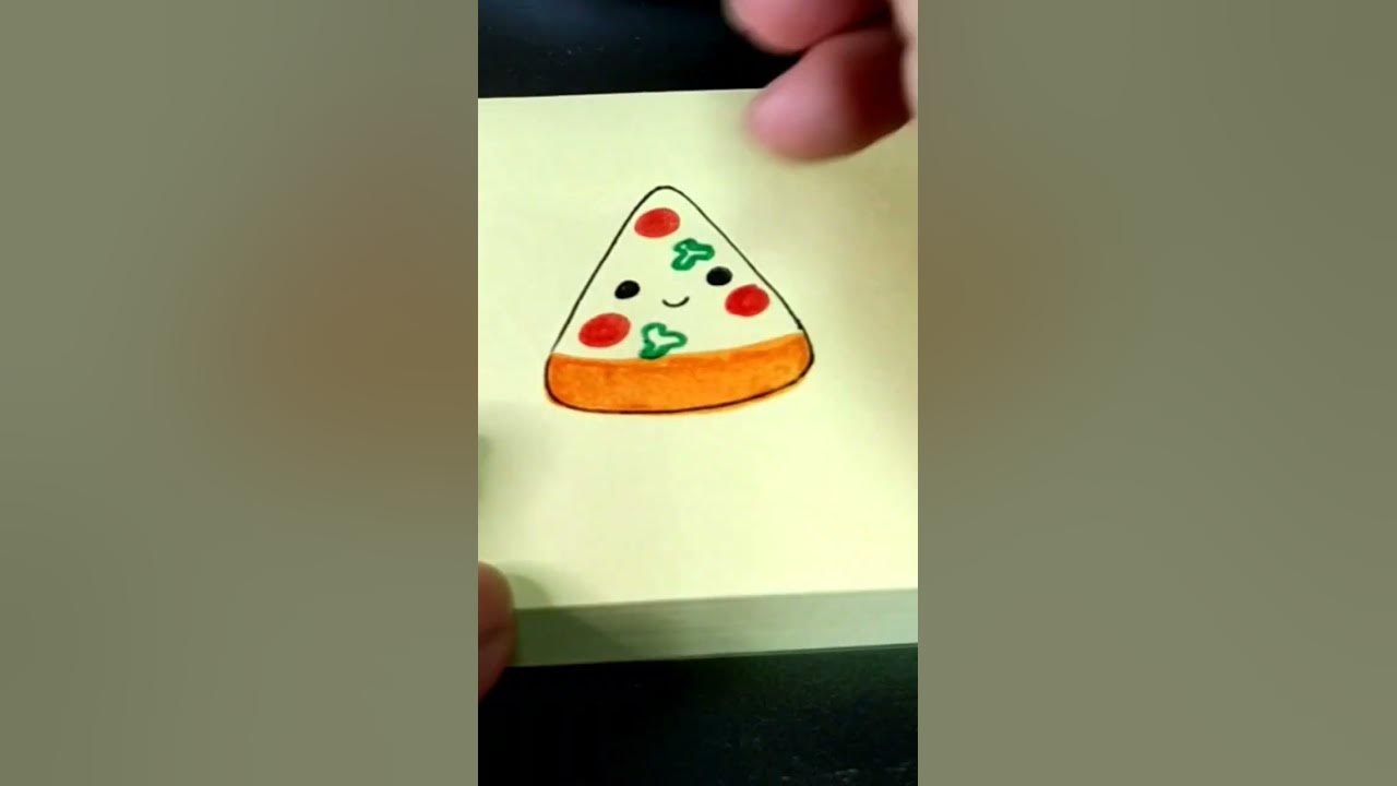 Como desenhar FATIA DE PIZZA fofo, desenhos kawaii fáceis, como