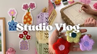 STUDIO VLOG #4 ♡ finishing wall hangings & new flower punch needle keychains