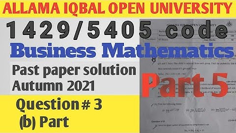 AIOU Business mathematics 1429 chapter 6// important question complete solution// Cramer rule