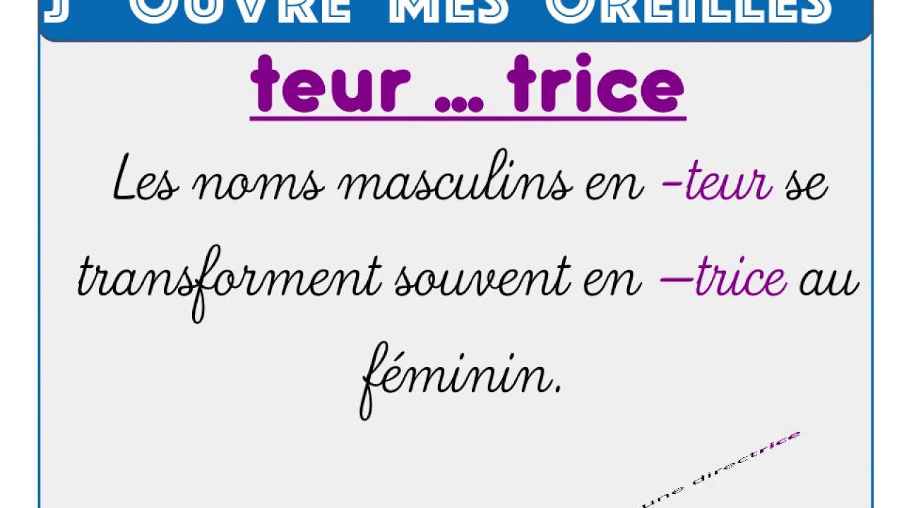 Le Feminin Des Noms Youtube