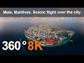 Male maldives scenic flight over the city relaxing aerial 360 in 8k