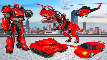 Dino Robot Car Tank Helicopter Shooting Battle #2 - Android GamePlay