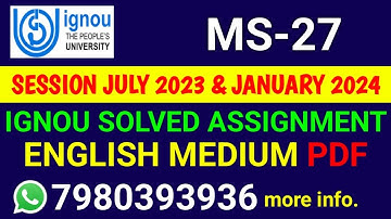 MS 27 Solved Assignment 2023-24 English, MS 27 Solved Assignment 23-24, MS-27 Assignment