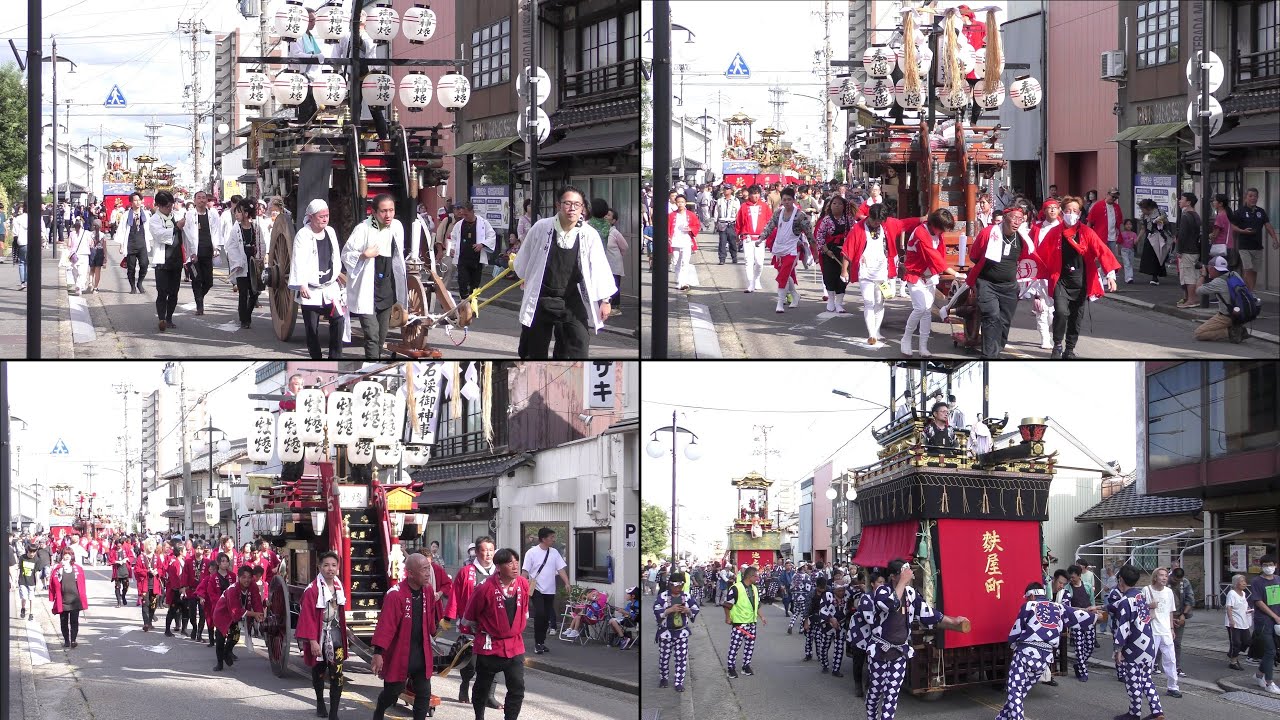 尾張津島秋まつり2024「”石採祭車”,”津島山車” 天王通り 道中の様子」