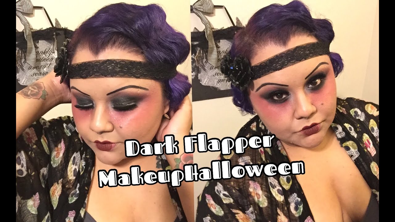 Dark Flapper Makeup Halloween / Miss Dimple Darling - YouTube
