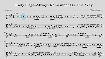 Lady Gaga-Always Remember Us This Way Alto Sax Sheetmusic